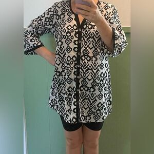 Peppermint Bay St Barts V Neck Button Down Short Sleeve Blouse Top Womens S